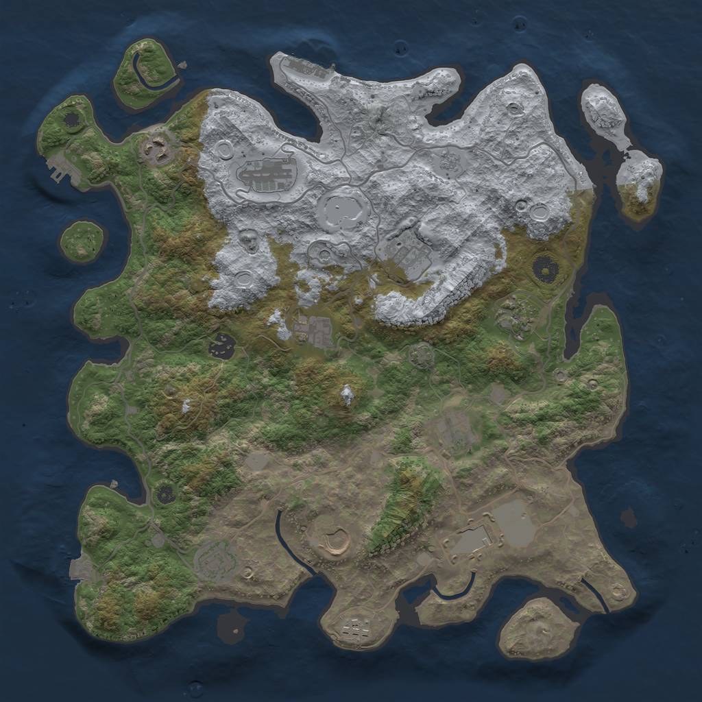 Rust Map: Procedural Map, Size: 4000, Seed: 1123621219, 19 Monuments