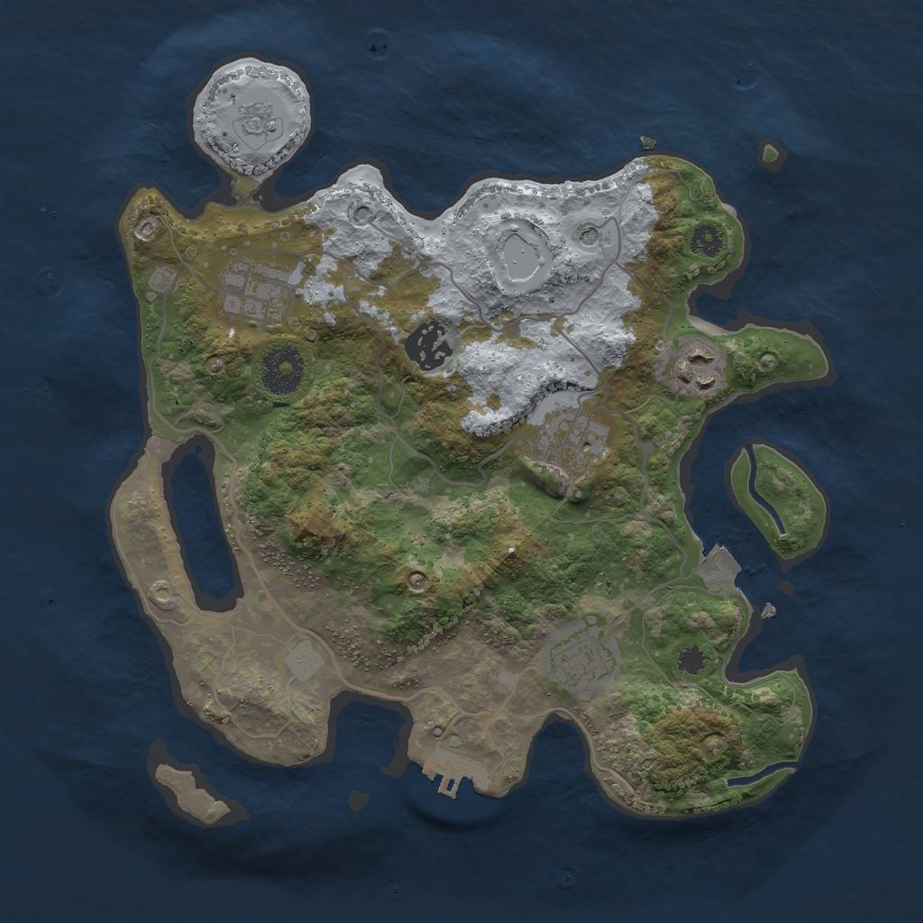 Rust Map: Procedural Map, Size: 3000, Seed: 543620987, 11 Monuments