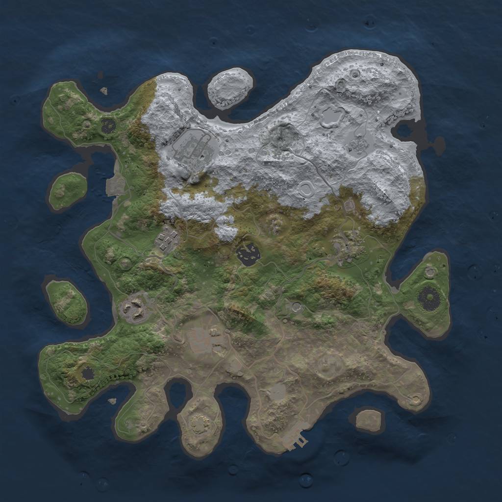 Rust Map: Procedural Map, Size: 3300, Seed: 792433561, 13 Monuments