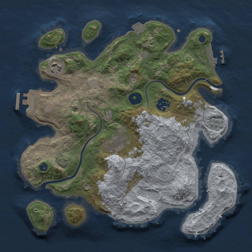 Rust Map: Procedural Map, Size: 3000, Seed: 19731182, 10 Monuments