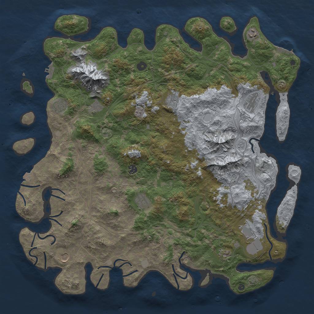 Rust Map: Procedural Map, Size: 5000, Seed: 23498, 19 Monuments