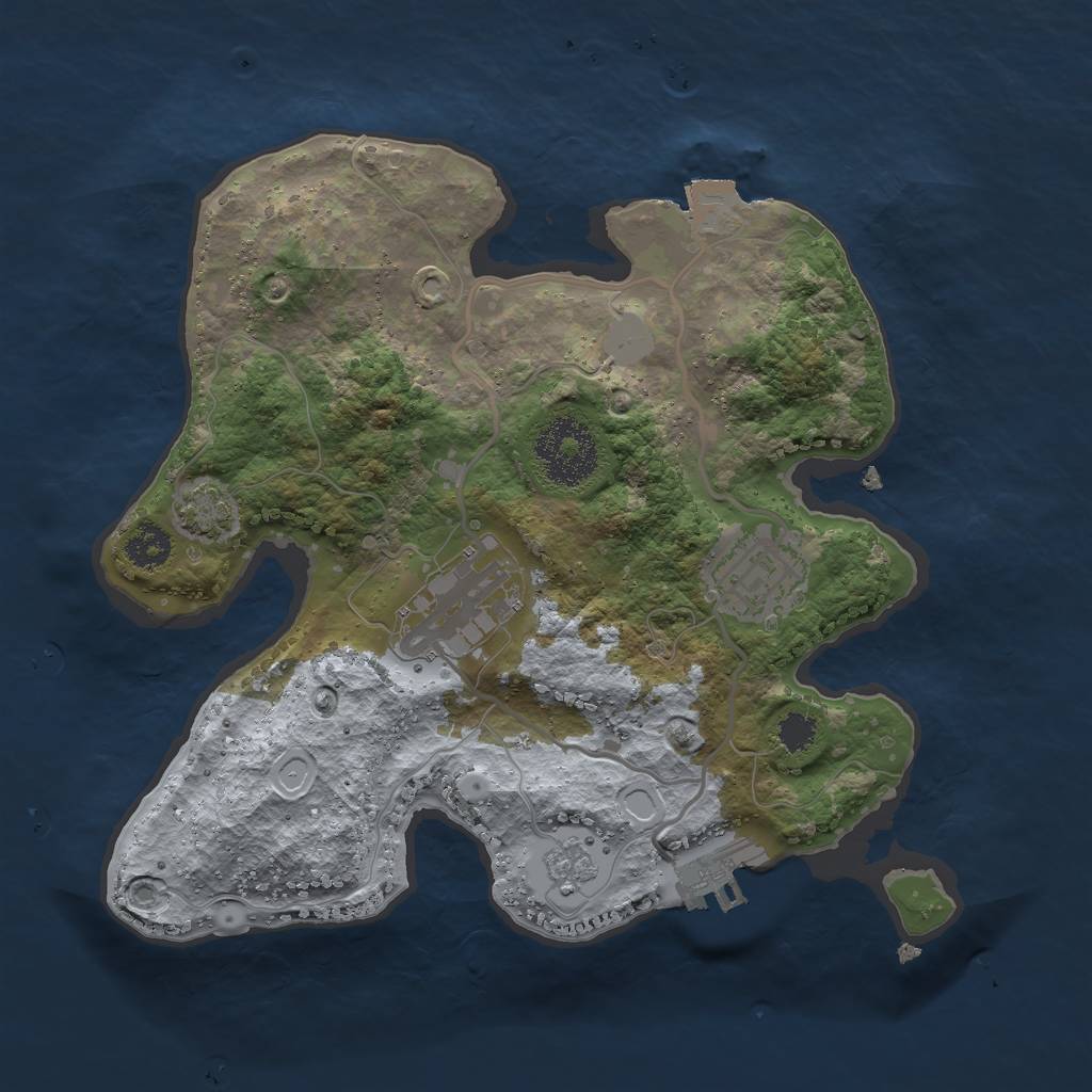 Rust Map: Procedural Map, Size: 2500, Seed: 1068644989, 8 Monuments