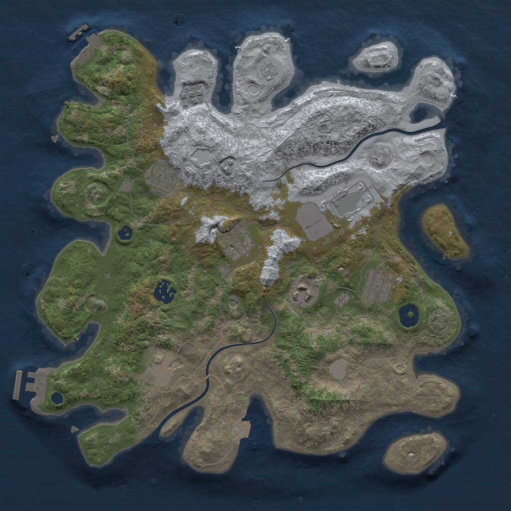 Rust Map: Procedural Map, Size: 3500, Seed: 2002818407, 14 Monuments