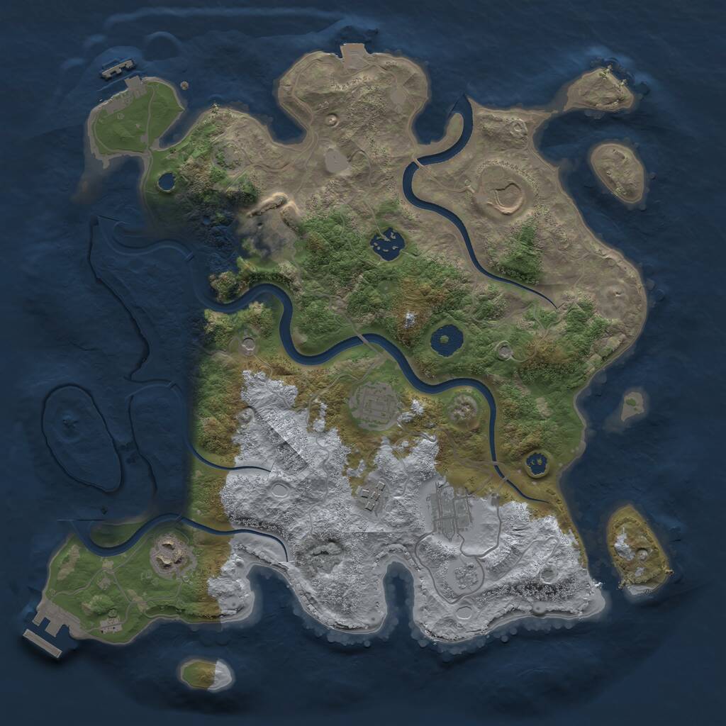 Rust Map: Procedural Map, Size: 3500, Seed: 3622018, 13 Monuments