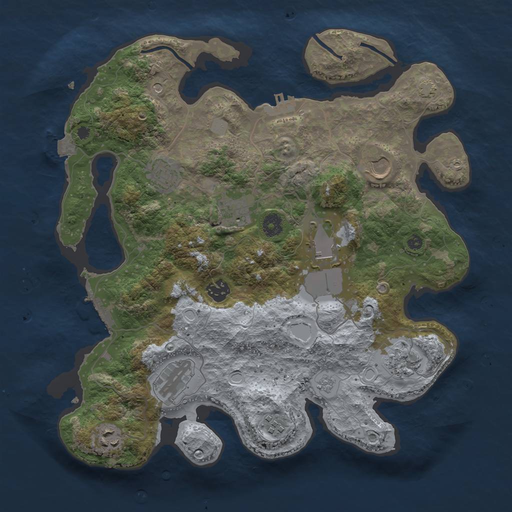 Rust Map: Procedural Map, Size: 3500, Seed: 1219418186, 17 Monuments