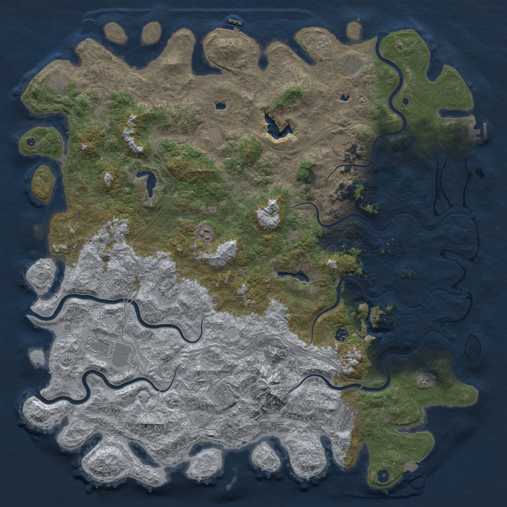Rust Map: Procedural Map, Size: 6000, Seed: 84768344, 17 Monuments