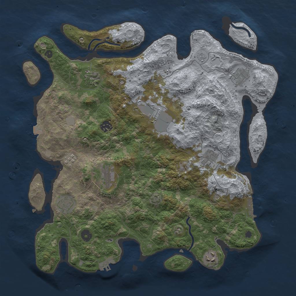 Rust Map: Procedural Map, Size: 3900, Seed: 20381225, 17 Monuments