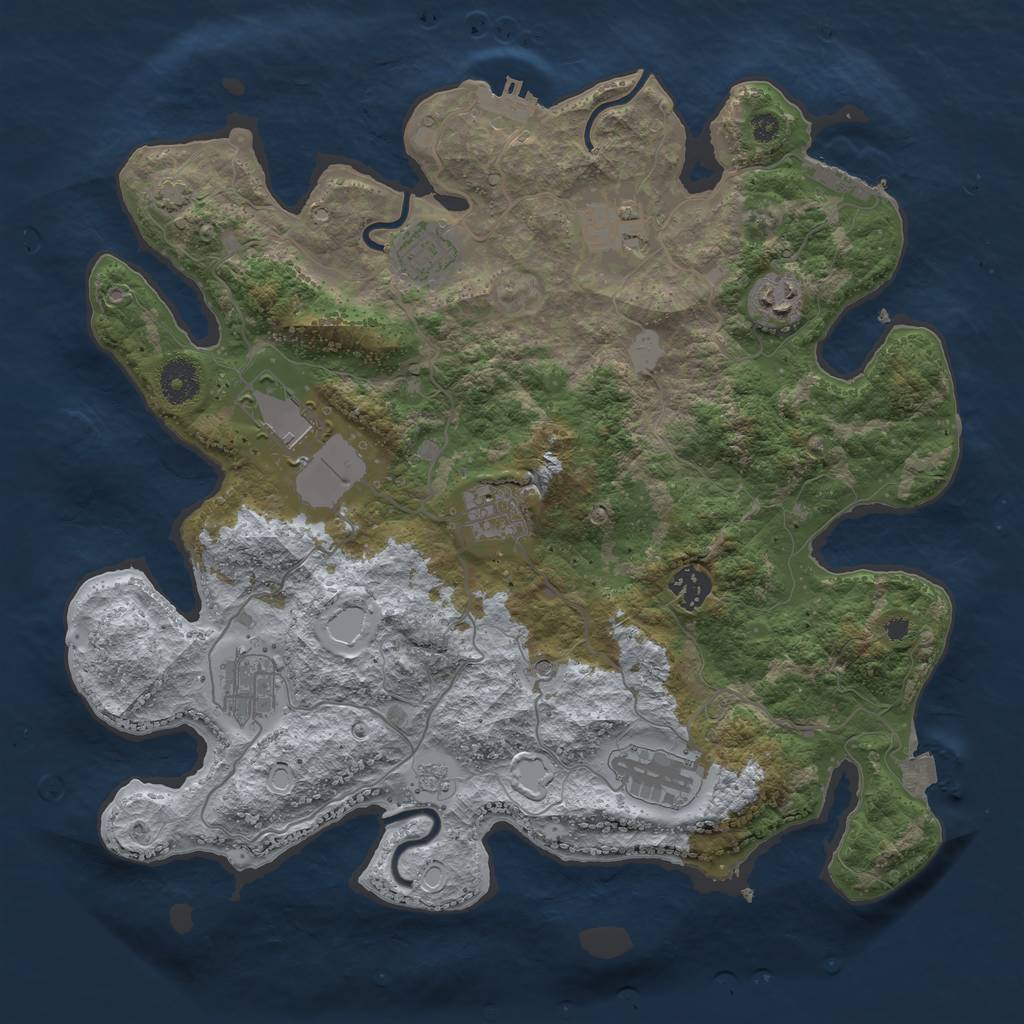 Rust Map: Procedural Map, Size: 3700, Seed: 78657509, 16 Monuments