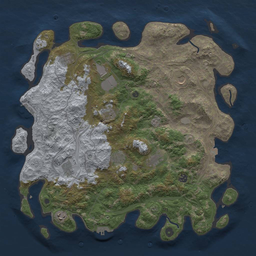 Rust Map: Procedural Map, Size: 4300, Seed: 40277199, 18 Monuments