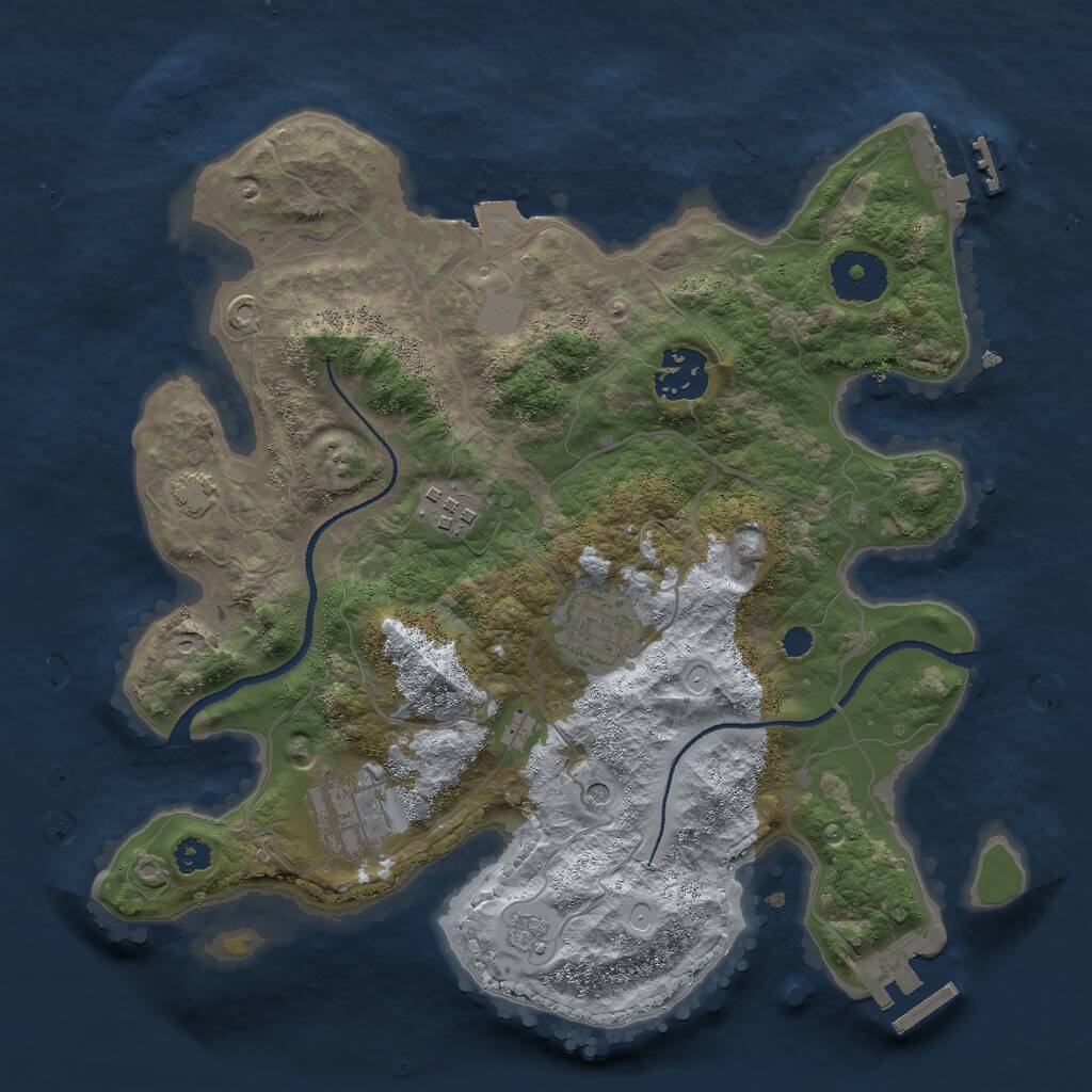 Rust Map: Procedural Map, Size: 3000, Seed: 272732, 10 Monuments