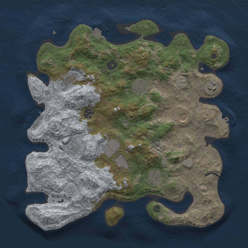 Rust Map: Procedural Map, Size: 3650, Seed: 14975692, 17 Monuments