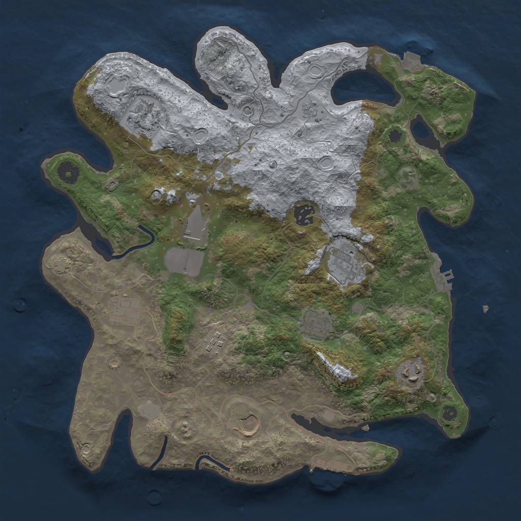 Rust Map: Procedural Map, Size: 3600, Seed: 67746507, 17 Monuments