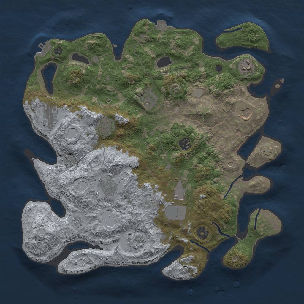 Rust Map: Procedural Map, Size: 3750, Seed: 49296509, 17 Monuments