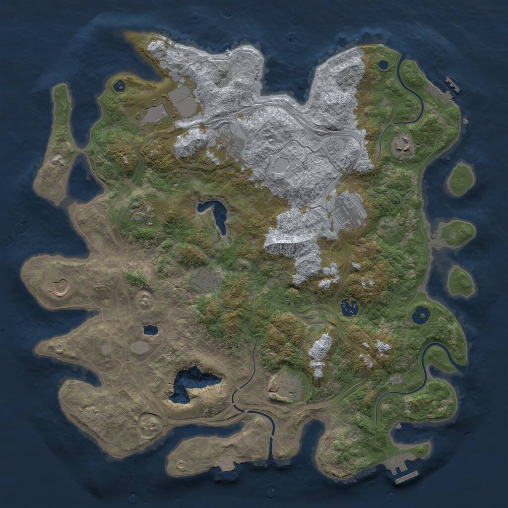Rust Map: Procedural Map, Size: 4300, Seed: 83227318, 16 Monuments