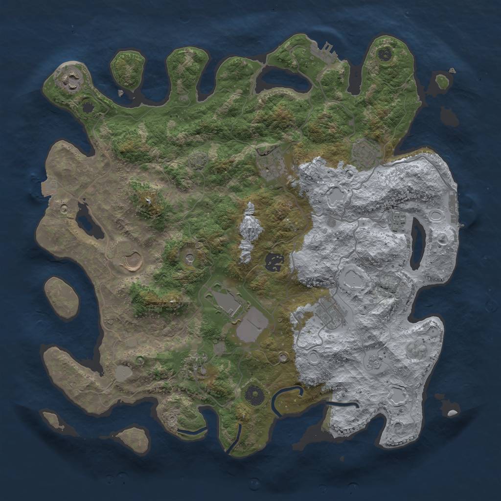 Rust Map: Procedural Map, Size: 3850, Seed: 56904580, 17 Monuments