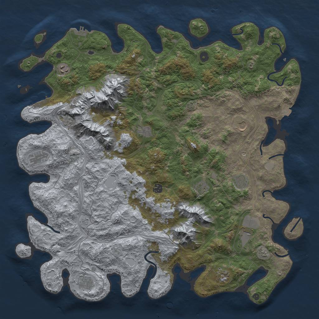 Rust Map: Procedural Map, Size: 5000, Seed: 826492739, 19 Monuments