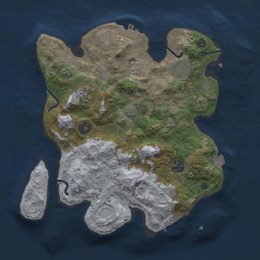 Rust Map: Procedural Map, Size: 3000, Seed: 1521238010, 12 Monuments