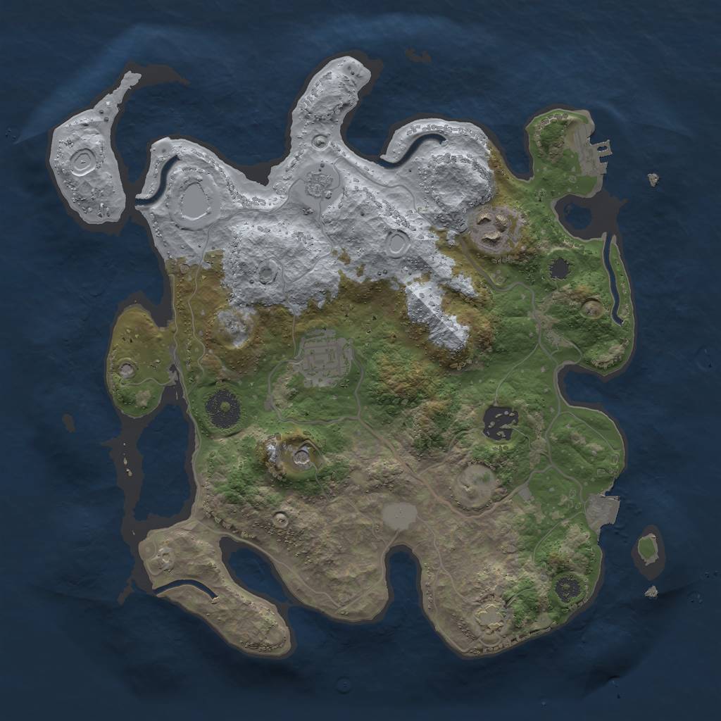 Rust Map: Procedural Map, Size: 3000, Seed: 69741, 10 Monuments