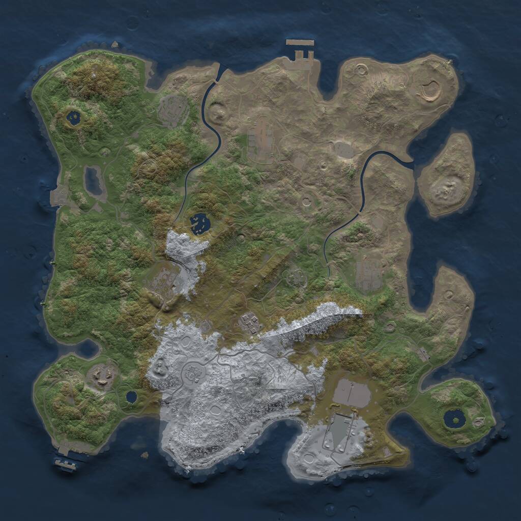 Rust Map: Procedural Map, Size: 3750, Seed: 54201813, 15 Monuments