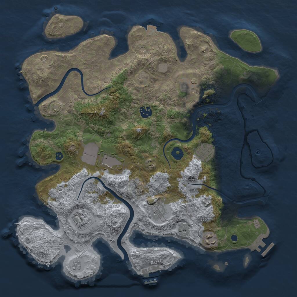 Rust Map: Procedural Map, Size: 3650, Seed: 89654283, 14 Monuments