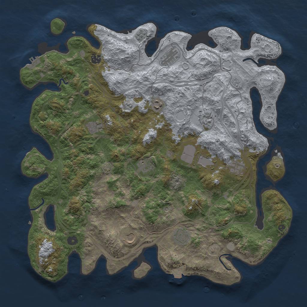 Rust Map: Procedural Map, Size: 4500, Seed: 864423157, 18 Monuments