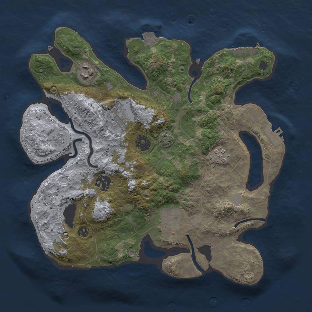 Rust Map: Procedural Map, Size: 3000, Seed: 1814380799, 12 Monuments