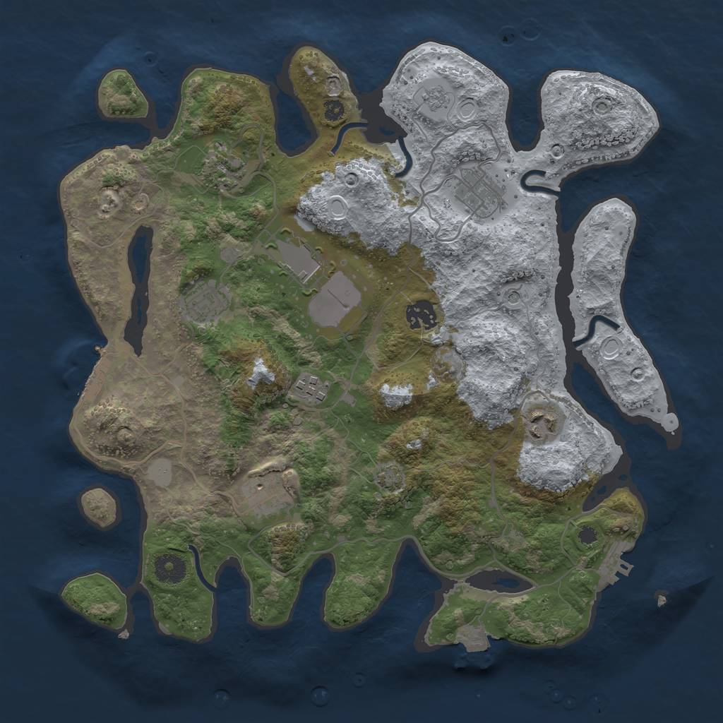 Rust Map: Procedural Map, Size: 3500, Seed: 7841231, 16 Monuments