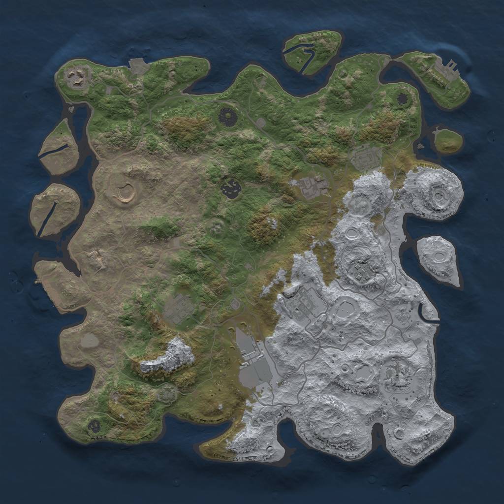 Rust Map: Procedural Map, Size: 4000, Seed: 513123, 18 Monuments