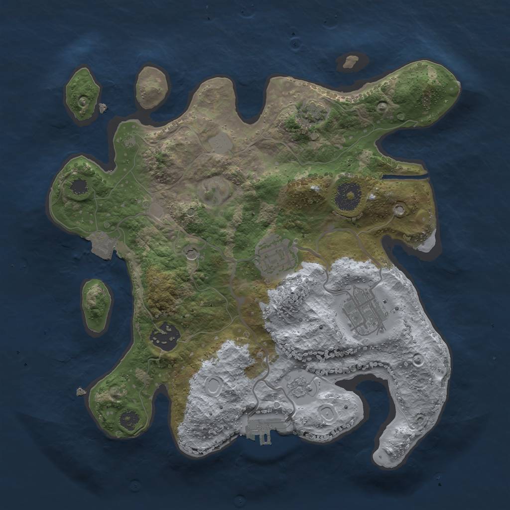 Rust Map: Procedural Map, Size: 2750, Seed: 1836026681, 10 Monuments