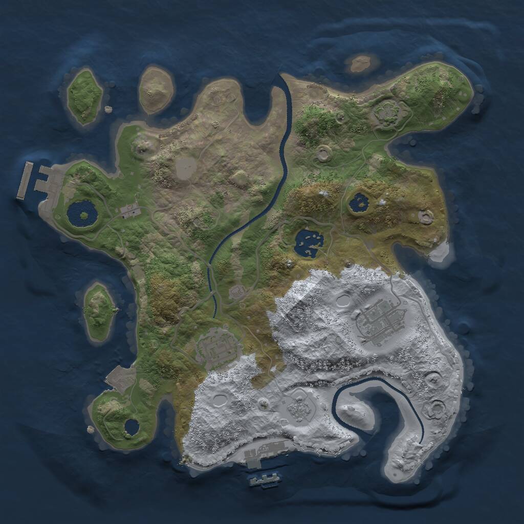 Rust Map: Procedural Map, Size: 2750, Seed: 1836026681, 8 Monuments