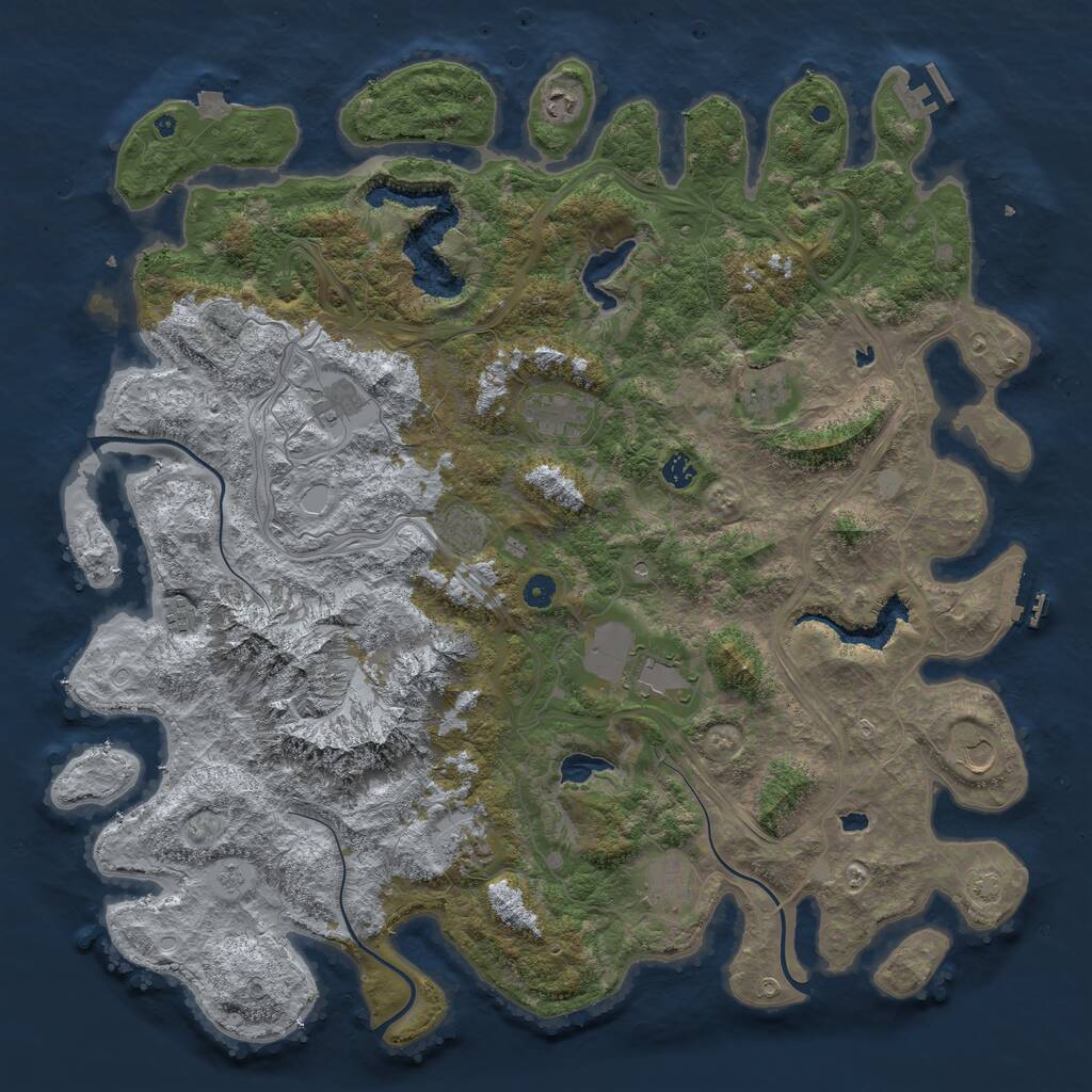 Rust Map: Procedural Map, Size: 5000, Seed: 1844695073, 17 Monuments