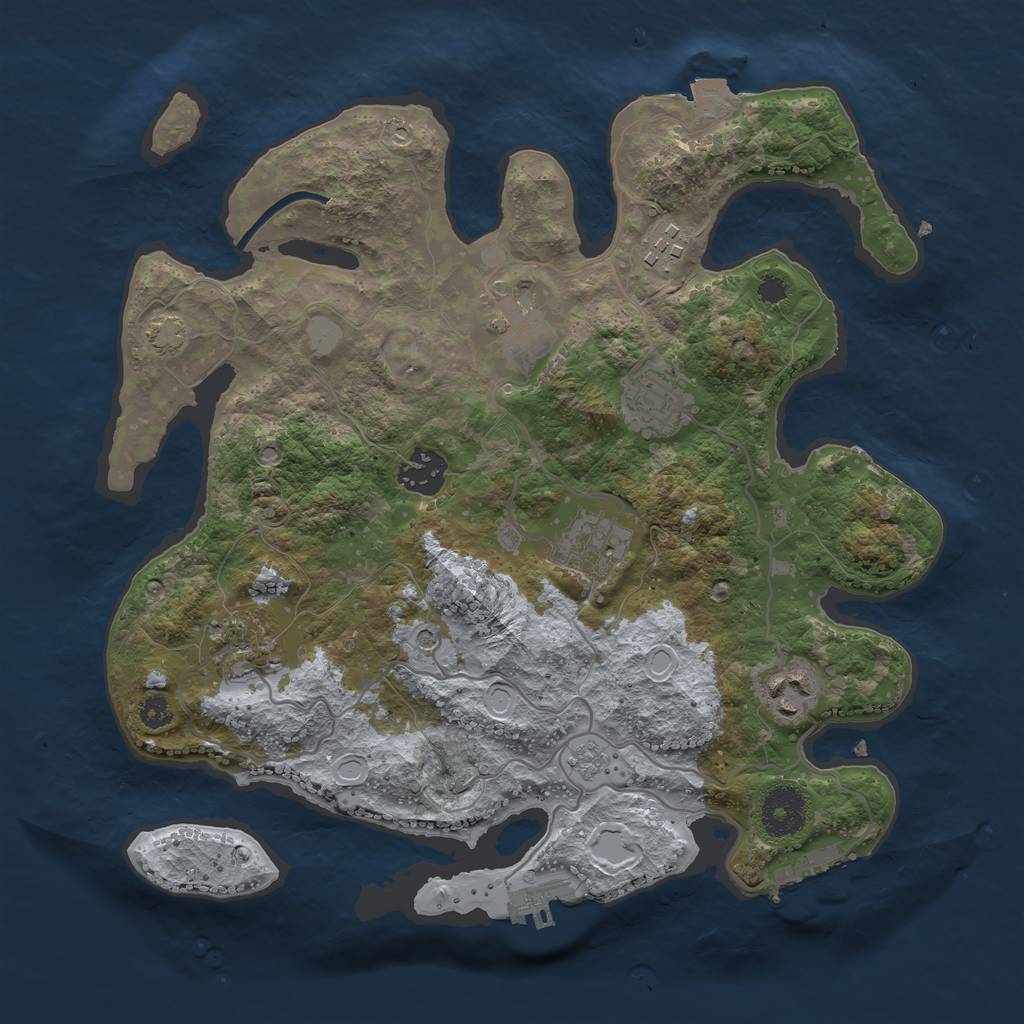 Rust Map: Procedural Map, Size: 3250, Seed: 480203089, 15 Monuments