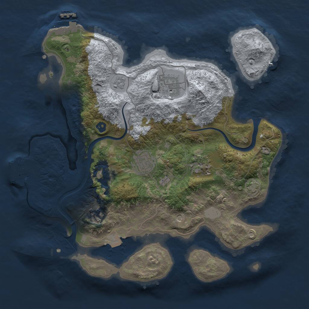Rust Map: Procedural Map, Size: 3000, Seed: 16724, 10 Monuments
