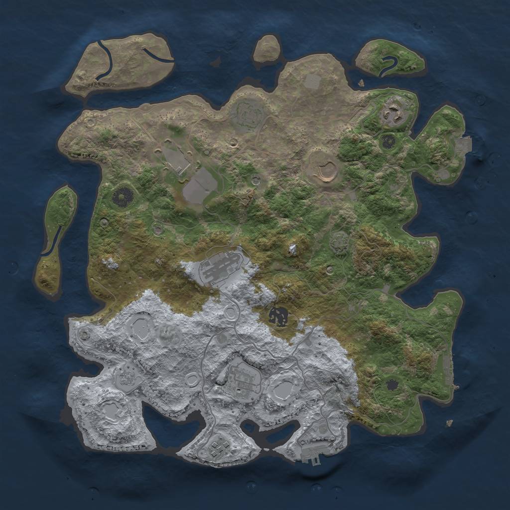 Rust Map: Procedural Map, Size: 3750, Seed: 9431982, 16 Monuments