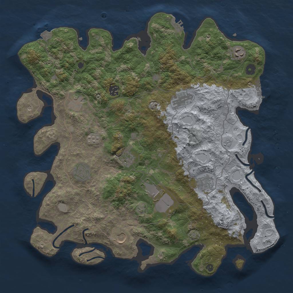 Rust Map: Procedural Map, Size: 4100, Seed: 520569820, 18 Monuments