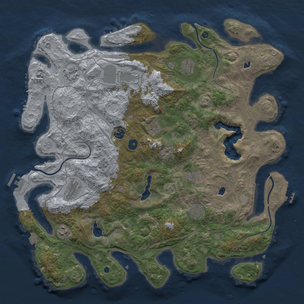 Rust Map: Procedural Map, Size: 4500, Seed: 245780483, 16 Monuments