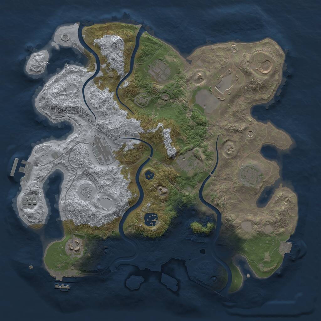 Rust Map: Procedural Map, Size: 3500, Seed: 1416086339, 15 Monuments
