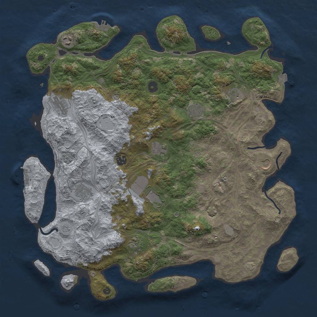 Rust Map: Procedural Map, Size: 4500, Seed: 1485821705, 19 Monuments