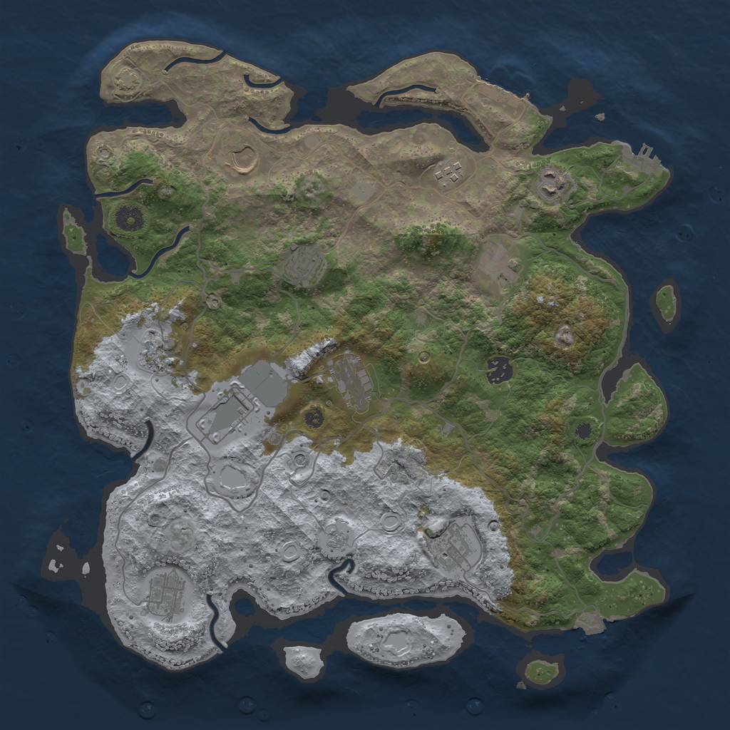 Rust Map: Procedural Map, Size: 4000, Seed: 63910472, 19 Monuments