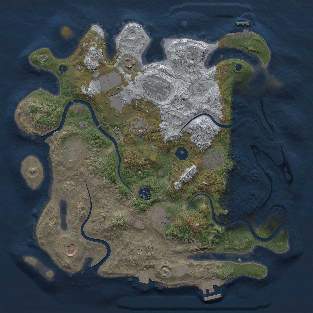 Rust Map: Procedural Map, Size: 3700, Seed: 75509225, 15 Monuments