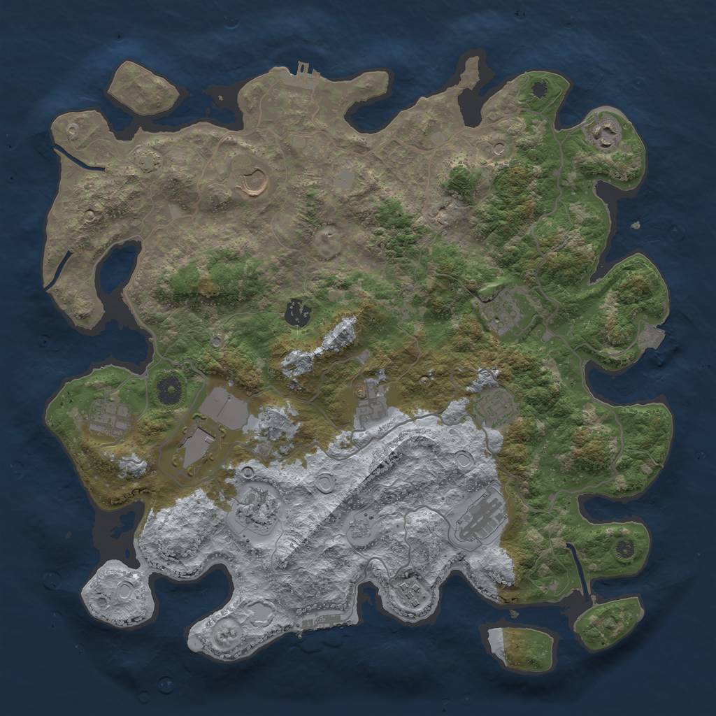 Rust Map: Procedural Map, Size: 4000, Seed: 552414221, 19 Monuments
