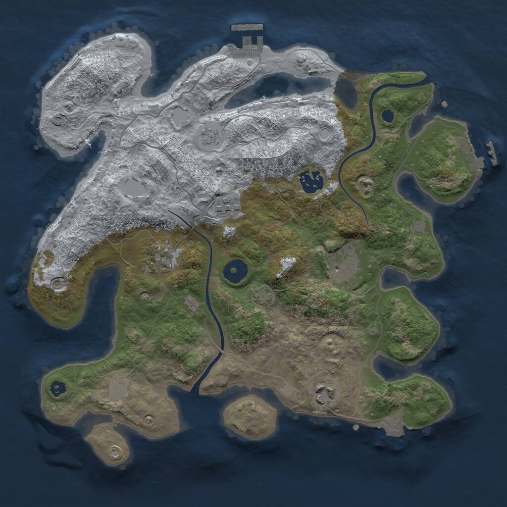Rust Map: Procedural Map, Size: 3250, Seed: 1838698650, 10 Monuments