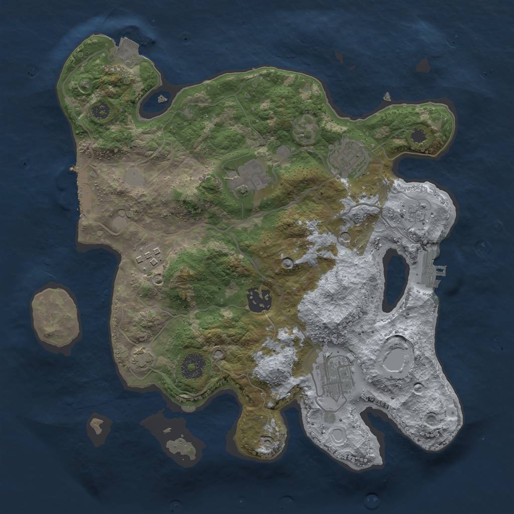 Rust Map: Procedural Map, Size: 3000, Seed: 23780, 13 Monuments