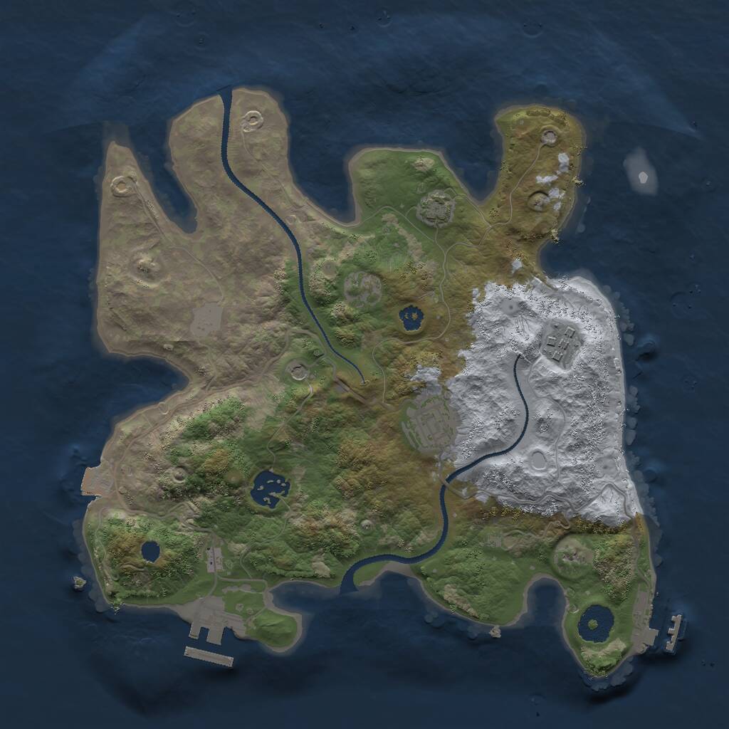 Rust Map: Procedural Map, Size: 3000, Seed: 182494677, 8 Monuments