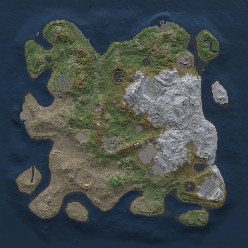 Rust Map: Procedural Map, Size: 3500, Seed: 1350111340, 16 Monuments