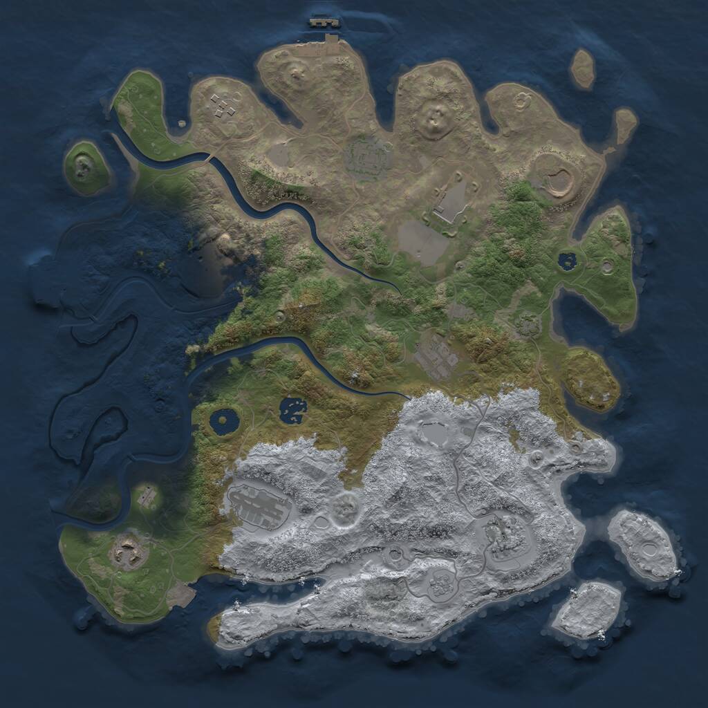 Rust Map: Procedural Map, Size: 3800, Seed: 128856155, 16 Monuments