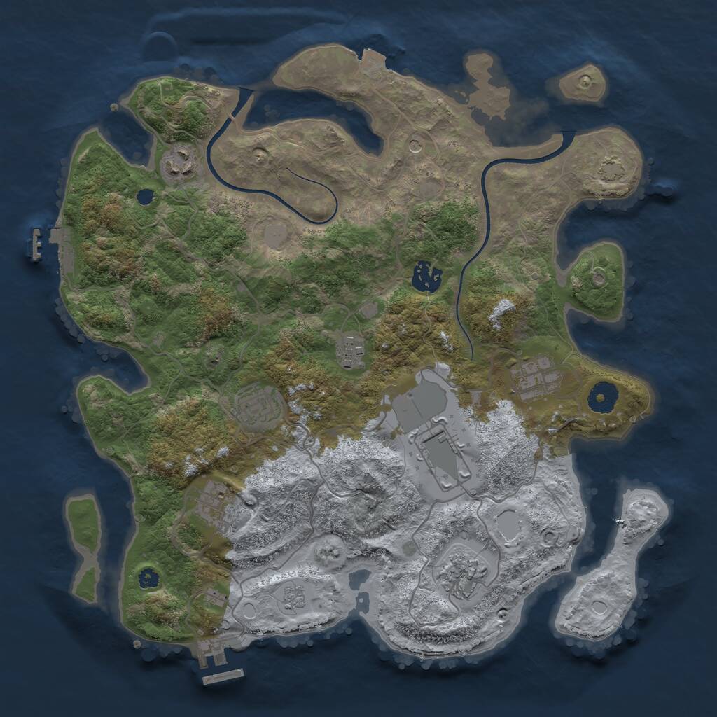 Rust Map: Procedural Map, Size: 3500, Seed: 778897886, 14 Monuments