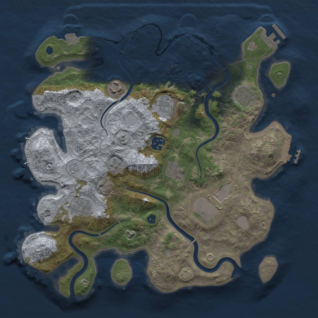 Rust Map: Procedural Map, Size: 3500, Seed: 51959042, 14 Monuments