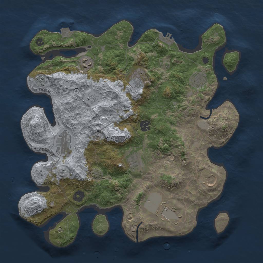 Rust Map: Procedural Map, Size: 3500, Seed: 51959042, 16 Monuments