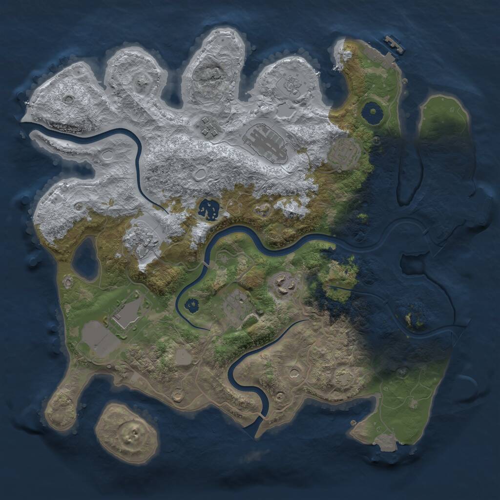 Rust Map: Procedural Map, Size: 3500, Seed: 79533, 14 Monuments